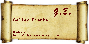 Galler Bianka névjegykártya